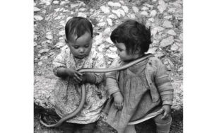 Two children with a snake. By David Seymour, Italy - 1951