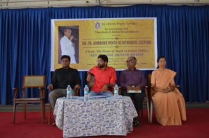 (From L to R) Fr. Vinoo Fabian Sudhakar, Jignesh Mevani, Mangaluru Vijay and Sister Philomina. Picture Credits: Ancel Blaise